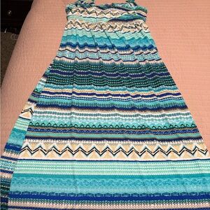 Blue Patterned Maxi Dress